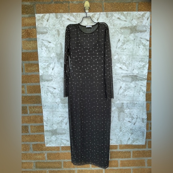Gianni Bini
Tilly Rhinestone Mesh Crew Neck Long Sleeve Sheath Dress S/M - Picture 4 of 11